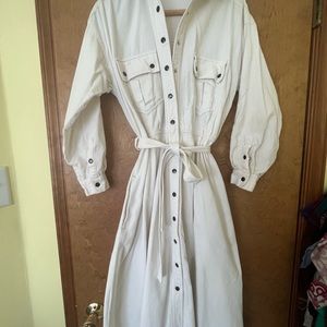 White Velvet Buttoned Dress